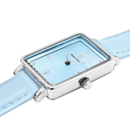 Montre Femme Ariane 049D666 en Acier Argenté avec Cadran Bleu et Bracelet Cuir Femme PIERRE LANNIER