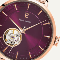 Montre Femme AUTOMATIC Cadran Framboise Bracelet Acier Doré-rose 307F988 Femme PIERRE LANNIER