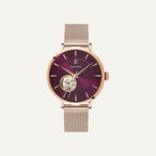 Montre Femme AUTOMATIC Cadran Framboise Bracelet Acier Doré-rose 307F988 Femme PIERRE LANNIER