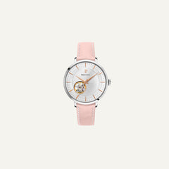 Montre Femme EOLIA Cadran argent 306F625 Automatique en Cuir Rose Femme PIERRE LANNIER