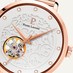 Montre Femme EOLIA Cadran Blanc 310F908 Bracelet Acier milanais Doré rose Femme PIERRE LANNIER