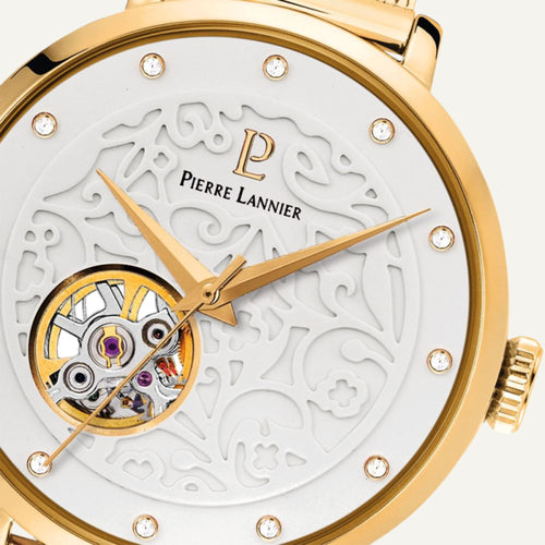 Montre Femme EOLIA Cadran Blanc 364J502 Bracelet Acier milanais Doré Femme PIERRE LANNIER