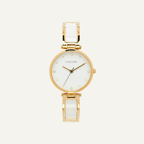 Montre Femme Fontenay Caroline en acier dorée et blanc Montres FONTENAY