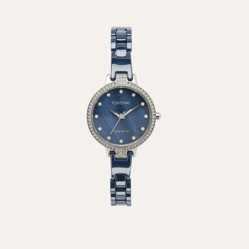 Montre Femme Fontenay Grace en céramique et Acier Bleu Montres FONTENAY