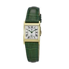 Montre femme Lip Churchill C18 671949, cadran argenté, boîtier doré, bracelet en cuir vert – Design rectangulaire classique et élégant Femme LIP
