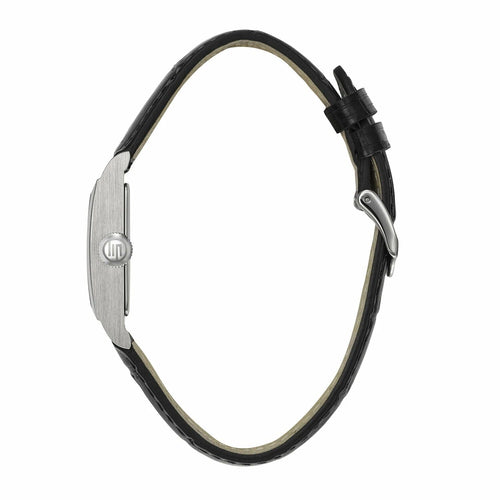 Montre femme Lip Churchill C26 671948, cadran argenté, bracelet en cuir noir – Design rectangulaire classique et élégant Femme LIP
