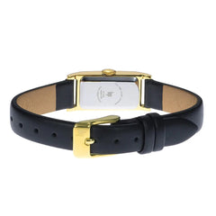 Montre femme Lip Churchill T13 671932, cadran doré, boîtier doré, bracelet en cuir noir – Design rectangulaire fin et élégant Femme LIP