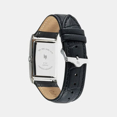 Montre femme Lip Churchill T24 671927, cadran argenté, bracelet en cuir noir – Design rectangulaire fin et classique Femme LIP