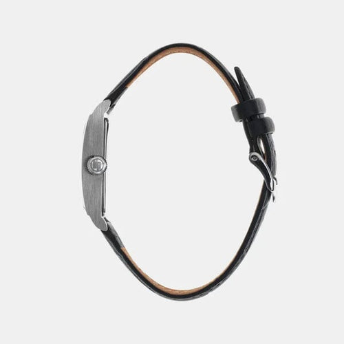 Montre femme Lip Churchill T24 671927, cadran argenté, bracelet en cuir noir – Design rectangulaire fin et classique Femme LIP