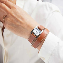 Montre Femme Michel Herbelin 17037AP01GDL Ve AVENUE – BRACELET DOUBLE – ACIER & CUIR BRUN Femme Michel Herbelin