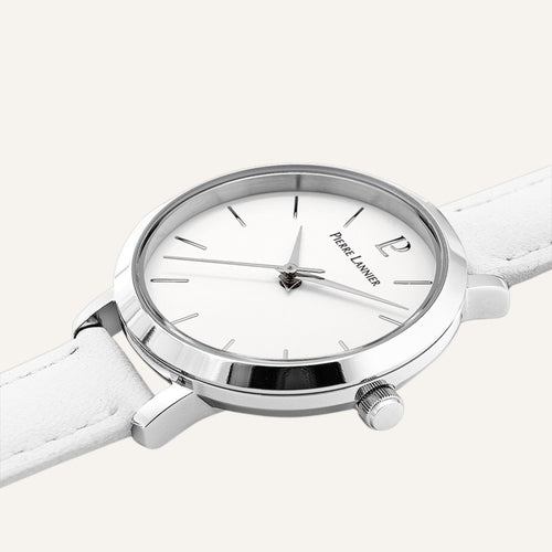 Montre Femme PIERRE LANNIER Chouquette 034N600 en Cuir Blanc Montre Femmes PIERRE LANNIER