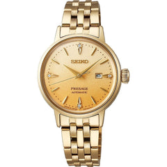 Montre femme Seiko Presage Automatic SRE018J1, cadran doré, boîtier en acier inoxydable doré – Design classique et élégant Homme SEIKO