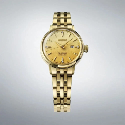 Montre femme Seiko Presage Automatic SRE018J1, cadran doré, boîtier en acier inoxydable doré – Design classique et élégant Homme SEIKO