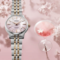 Montre femme Seiko Presage Automatic SRPM06J1, cadran rose, boîtier bicolore en acier inoxydable – Édition limitée au design élégant Homme SEIKO