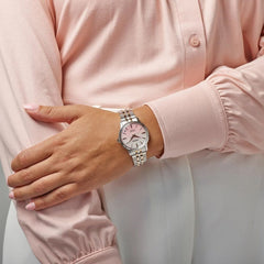 Montre femme Seiko Presage Automatic SRPM06J1, cadran rose, boîtier bicolore en acier inoxydable – Édition limitée au design élégant Homme SEIKO