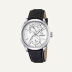 Montre Festina F16573/1 homme, boîtier acier 44,9 mm, cadran blanc multifonction, bracelet cuir noir, mouvement quartz Miyota