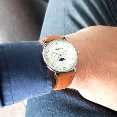 Montre Herbelin Inspiration Homme Phase de Lune 12747AP11GD en Cuir Homme Michel Herbelin