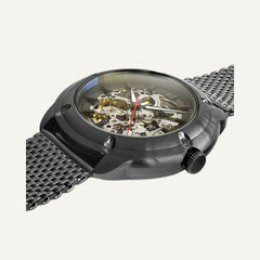 Montre Homme AUTOMATIC Cadran Noir Bracelet Acier Noir 370G438 Squelette Homme PIERRE LANNIER