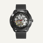 Montre Homme AUTOMATIC Cadran Noir Bracelet Acier Noir 370G438 Squelette Homme PIERRE LANNIER