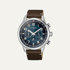 Montre Homme Citizen Chrono Eco-Drive Solaire CA4420-13L en Cuir Brun Montres Citizen