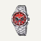 Montre Homme Festina F20670/5 collection Chrono Bike avec cadran rouge et bracelet en acier inoxydable gris.