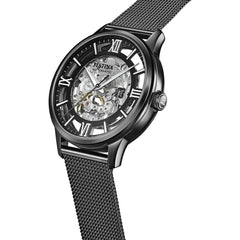 Montre homme Festina F20535/1 à cadran squelette, bracelet en maille d'acier inoxydable, mouvement automatique, design cœur ouvert, style classique et élégant. Homme FESTINA