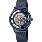 Montre homme Festina F20574/1 à cadran squelette, bracelet en maille d'acier inoxydable noir, mouvement automatique, design cœur ouvert, style classique et élégant. Homme FESTINA