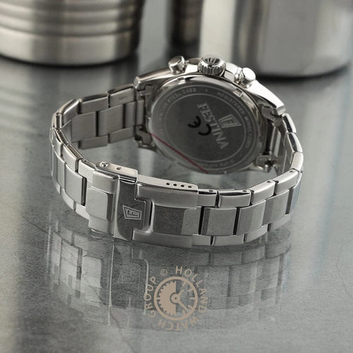 Montre homme Festina F20603/3, cadran bleu, bracelet en acier inoxydable, chronographe, affichage de la date, mouvement à quartz, design sport classique. Homme FESTINA