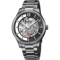 Montre homme Festina F20632/1 à cadran squelette, bracelet en acier inoxydable, mouvement automatique, design cœur ouvert, style classique et luxueux Homme FESTINA
