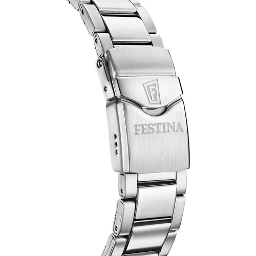 Montre homme Festina F20663/5, cadran turquoise, bracelet en acier inoxydable, affichage de la date, mouvement à quartz, style plongeur, design sportif. Homme FESTINA