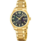 Montre homme Festina F20741/2, cadran noir, boîtier en acier inoxydable doré, affichage de la date, mouvement à quartz, design classique et élégant. Homme FESTINA