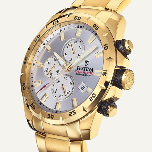 Montre Homme FESTINA Timeless Chronograph F20541/1 en Acier Gold Montres FESTINA