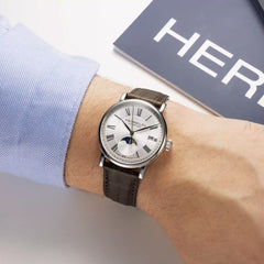 Montre Homme Herbelin Inspiration 2847AP08GR Phase de Lune en Acier et Cuir Marron Homme Michel Herbelin