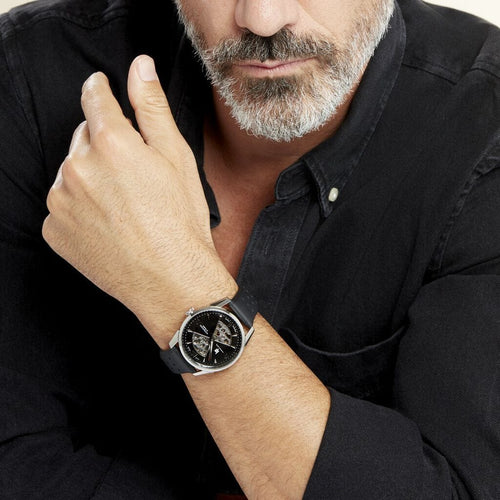 Montre Homme LIP Himalaya Automatique Sablier 671573 en Cuir Noir Homme LIP