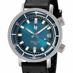 Montre homme Lip Nautic Ocean 671854, cadran bleu, bracelet en cuir noir – Design sport classique Homme LIP
