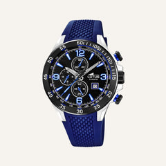 Montre Homme LOTUS 18673/8 Chronographe Noir & Bracelet Caoutchouc Bleu Montres LOTUS