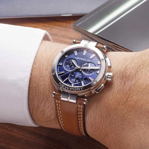 Montre Homme Michel Herbelin Newport Chrono 37658AP15GD en Cuir Montres Michel Herbelin