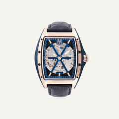 Montre Homme Montignac Automatique Cuir Bleu MOW412 Tonneau Squelette Homme MONTIGNAC