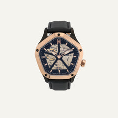 Montre Homme Montignac Automatique Cuir noir MOW1013 Pentagon Squelette Homme MONTIGNAC