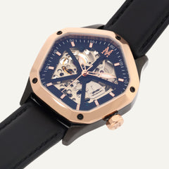 Montre Homme Montignac Automatique Cuir noir MOW1013 Pentagon Squelette Homme MONTIGNAC