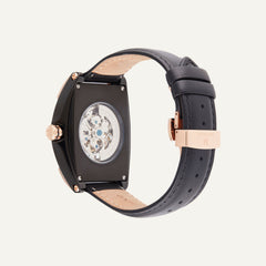 Montre Homme Montignac Automatique Cuir noir MOW201 Tonneau Squelette Homme MONTIGNAC