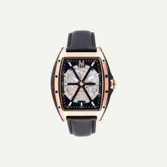 Montre Homme Montignac Automatique Cuir noir MOW201 Tonneau Squelette Homme MONTIGNAC