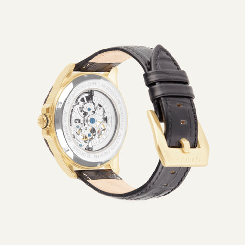 Montre Homme Montignac Automatique Cuir noir MOW805 Squelette Homme MONTIGNAC