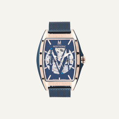 Montre Homme Montignac Automatique Milanais bleu MOW706 Tonneau Squelette Homme MONTIGNAC