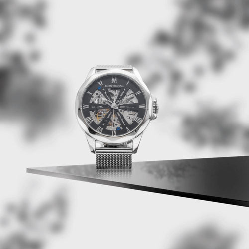 Montre Homme Montignac Automatique Milanais gris MOW1004 Homme MONTIGNAC