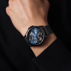 Montre Homme Montignac Automatique Milanais noir MOW1005 Squelette Homme MONTIGNAC