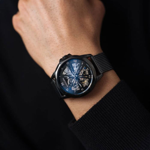 Montre Homme Montignac Automatique Milanais noir MOW1005 Squelette Homme MONTIGNAC