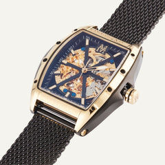 Montre Homme Montignac Automatique Milanais noir MOW413 Tonneau Squelette Homme MONTIGNAC