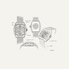 Montre Homme Montignac Automatique Milanais noir MOW413 Tonneau Squelette Homme MONTIGNAC