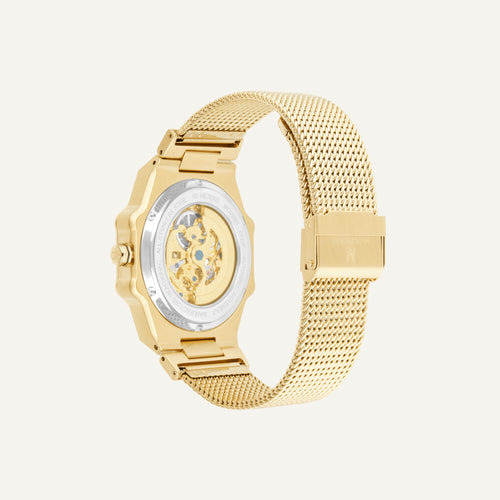 Montre Homme Montignac Automatique Milanais PVD jaune MOW807 Octogone Squelette Homme MONTIGNAC